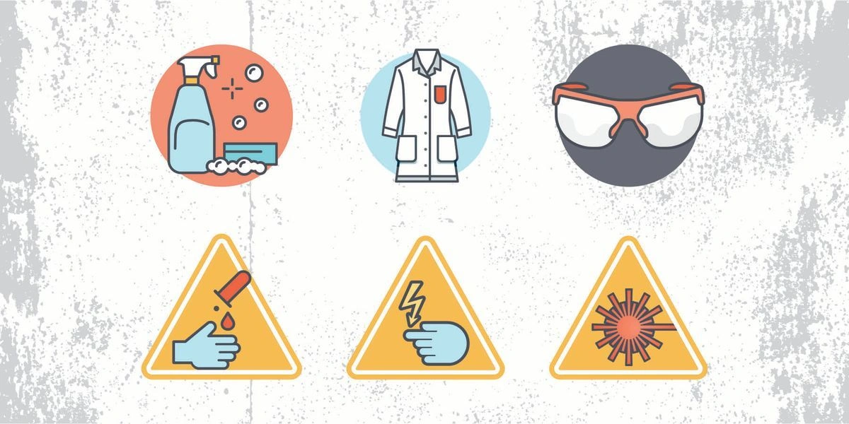 If a Chemical or a Biological Sample Splashes on Your Skin, Wash At Once With Care